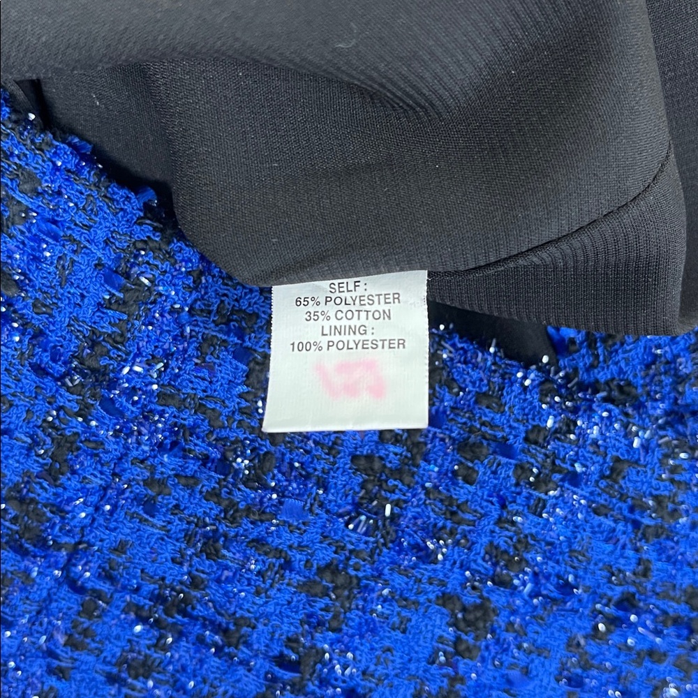 Kay Unger Blue Tweed Sleeveless Dress w/Ribbon l Ladies Size 8-SATURDAY SALE! - Picture 7 of 9